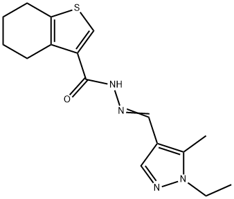 N-[(E)-(1-ethyl-5-methylpyrazol-4-yl)methylideneamino]-4,5,6,7-tetrahydro-1-benzothiophene-3-carboxamide Structure