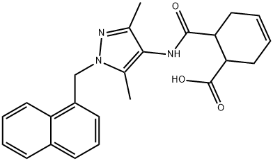 6-[[3,5-dimethyl-1-(naphthalen-1-ylmethyl)pyrazol-4-yl]carbamoyl]cyclohex-3-ene-1-carboxylic acid,492424-51-8,结构式