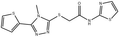 2-[(4-methyl-5-thiophen-2-yl-1,2,4-triazol-3-yl)sulfanyl]-N-(1,3-thiazol-2-yl)acetamide Struktur