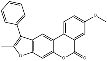 3-methoxy-9-methyl-10-phenyl-[1]benzofuro[6,5-c]isochromen-5-one Struktur