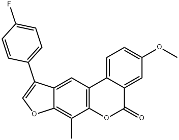 10-(4-fluorophenyl)-3-methoxy-7-methyl-[1]benzofuro[6,5-c]isochromen-5-one,500205-02-7,结构式