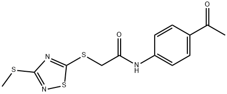 N-(4-acetylphenyl)-2-[(3-methylsulfanyl-1,2,4-thiadiazol-5-yl)sulfanyl]acetamide 化学構造式
