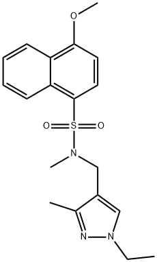 N-[(1-ethyl-3-methylpyrazol-4-yl)methyl]-4-methoxy-N-methylnaphthalene-1-sulfonamide Struktur