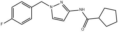 N-[1-[(4-fluorophenyl)methyl]pyrazol-3-yl]cyclopentanecarboxamide Structure