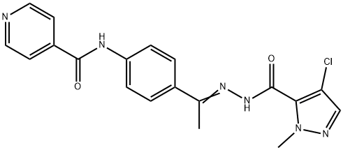 N-[4-[(E)-N-[(4-chloro-2-methylpyrazole-3-carbonyl)amino]-C-methylcarbonimidoyl]phenyl]pyridine-4-carboxamide Structure