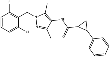 N-[1-[(2-chloro-6-fluorophenyl)methyl]-3,5-dimethylpyrazol-4-yl]-2-phenylcyclopropane-1-carboxamide Structure