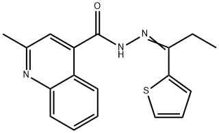 2-methyl-N-[(E)-1-thiophen-2-ylpropylideneamino]quinoline-4-carboxamide 化学構造式