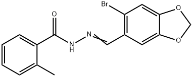 N-[(E)-(6-bromo-1,3-benzodioxol-5-yl)methylideneamino]-2-methylbenzamide 化学構造式