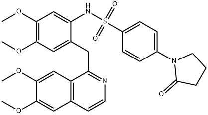 N-[2-[(6,7-dimethoxyisoquinolin-1-yl)methyl]-4,5-dimethoxyphenyl]-4-(2-oxopyrrolidin-1-yl)benzenesulfonamide 化学構造式