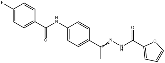 N-[(E)-1-[4-[(4-fluorobenzoyl)amino]phenyl]ethylideneamino]furan-2-carboxamide Structure