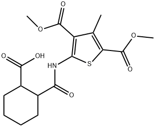 2-[[3,5-bis(methoxycarbonyl)-4-methylthiophen-2-yl]carbamoyl]cyclohexane-1-carboxylic acid 化学構造式