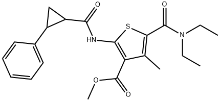 methyl 5-(diethylcarbamoyl)-4-methyl-2-[(2-phenylcyclopropanecarbonyl)amino]thiophene-3-carboxylate,544441-14-7,结构式