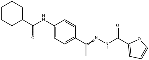 N-[(Z)-1-[4-(cyclohexanecarbonylamino)phenyl]ethylideneamino]furan-2-carboxamide 化学構造式