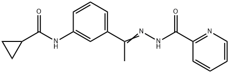 N-[(Z)-1-[3-(cyclopropanecarbonylamino)phenyl]ethylideneamino]pyridine-2-carboxamide Structure