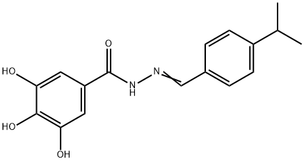3,4,5-trihydroxy-N-[(E)-(4-propan-2-ylphenyl)methylideneamino]benzamide 化学構造式