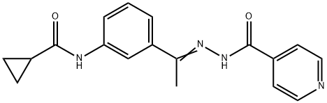 N-[(Z)-1-[3-(cyclopropanecarbonylamino)phenyl]ethylideneamino]pyridine-4-carboxamide Structure