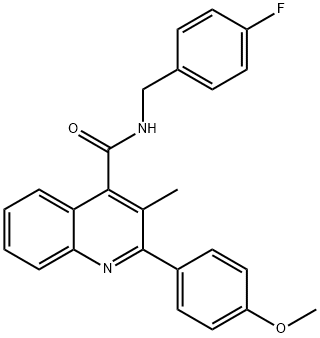 N-[(4-fluorophenyl)methyl]-2-(4-methoxyphenyl)-3-methylquinoline-4-carboxamide Struktur