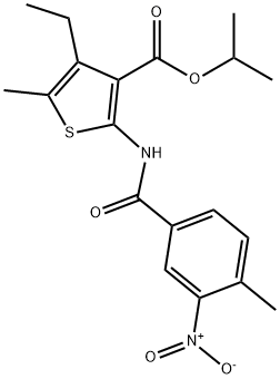 propan-2-yl 4-ethyl-5-methyl-2-[(4-methyl-3-nitrobenzoyl)amino]thiophene-3-carboxylate Struktur