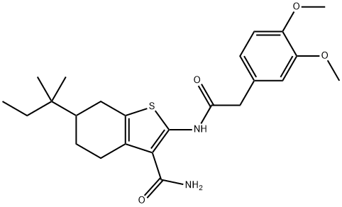 2-[[2-(3,4-dimethoxyphenyl)acetyl]amino]-6-(2-methylbutan-2-yl)-4,5,6,7-tetrahydro-1-benzothiophene-3-carboxamide Structure