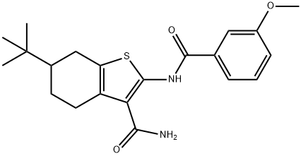 6-tert-butyl-2-[(3-methoxybenzoyl)amino]-4,5,6,7-tetrahydro-1-benzothiophene-3-carboxamide Struktur