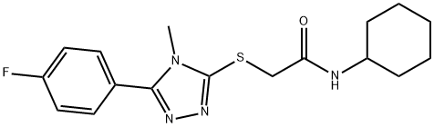 N-cyclohexyl-2-[[5-(4-fluorophenyl)-4-methyl-1,2,4-triazol-3-yl]sulfanyl]acetamide 结构式