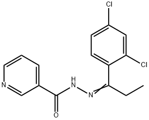 N-[(E)-1-(2,4-dichlorophenyl)propylideneamino]pyridine-3-carboxamide Structure