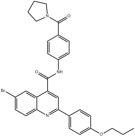 6-bromo-2-(4-propoxyphenyl)-N-[4-(pyrrolidine-1-carbonyl)phenyl]quinoline-4-carboxamide Structure