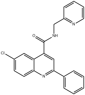 6-chloro-2-phenyl-N-(pyridin-2-ylmethyl)quinoline-4-carboxamide Structure