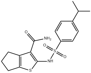 2-[(4-propan-2-ylphenyl)sulfonylamino]-5,6-dihydro-4H-cyclopenta[b]thiophene-3-carboxamide Struktur