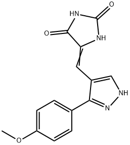 (5Z)-5-[[5-(4-methoxyphenyl)-1H-pyrazol-4-yl]methylidene]imidazolidine-2,4-dione Structure