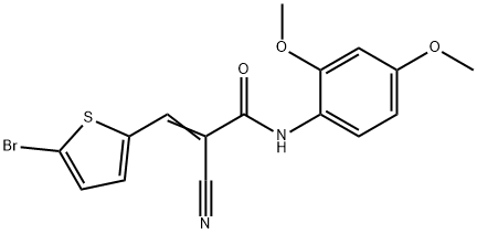 (E)-3-(5-bromothiophen-2-yl)-2-cyano-N-(2,4-dimethoxyphenyl)prop-2-enamide Structure