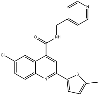 6-chloro-2-(5-methylthiophen-2-yl)-N-(pyridin-4-ylmethyl)quinoline-4-carboxamide Struktur