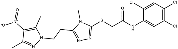 2-[[5-[2-(3,5-dimethyl-4-nitropyrazol-1-yl)ethyl]-4-methyl-1,2,4-triazol-3-yl]sulfanyl]-N-(2,4,5-trichlorophenyl)acetamide Structure