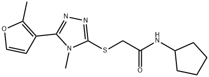 N-cyclopentyl-2-[[4-methyl-5-(2-methylfuran-3-yl)-1,2,4-triazol-3-yl]sulfanyl]acetamide Struktur