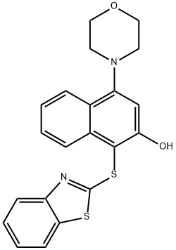 1-(1,3-benzothiazol-2-ylsulfanyl)-4-morpholin-4-ylnaphthalen-2-ol Structure