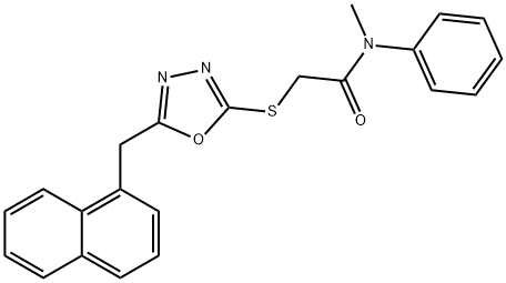 N-methyl-2-[[5-(naphthalen-1-ylmethyl)-1,3,4-oxadiazol-2-yl]sulfanyl]-N-phenylacetamide 化学構造式