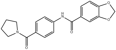 N-[4-(pyrrolidine-1-carbonyl)phenyl]-1,3-benzodioxole-5-carboxamide Struktur