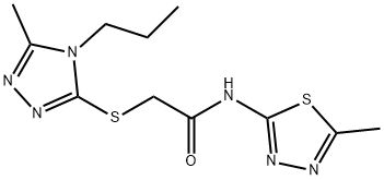 2-[(5-methyl-4-propyl-1,2,4-triazol-3-yl)sulfanyl]-N-(5-methyl-1,3,4-thiadiazol-2-yl)acetamide 化学構造式