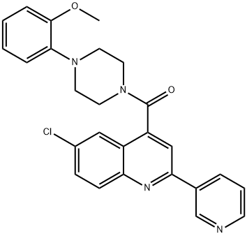 (6-chloro-2-pyridin-3-ylquinolin-4-yl)-[4-(2-methoxyphenyl)piperazin-1-yl]methanone 化学構造式