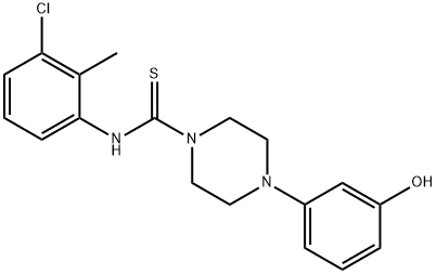 N-(3-chloro-2-methylphenyl)-4-(3-hydroxyphenyl)piperazine-1-carbothioamide 化学構造式