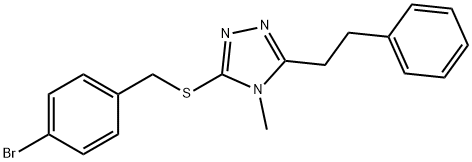 3-[(4-bromophenyl)methylsulfanyl]-4-methyl-5-(2-phenylethyl)-1,2,4-triazole,669732-18-7,结构式