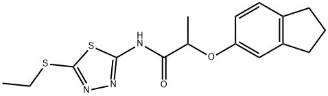 2-(2,3-dihydro-1H-inden-5-yloxy)-N-(5-ethylsulfanyl-1,3,4-thiadiazol-2-yl)propanamide 结构式