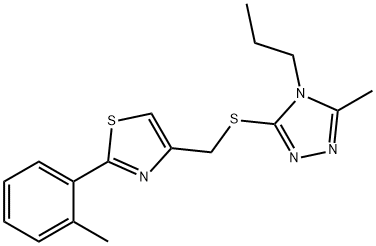 2-(2-methylphenyl)-4-[(5-methyl-4-propyl-1,2,4-triazol-3-yl)sulfanylmethyl]-1,3-thiazole,669738-60-7,结构式