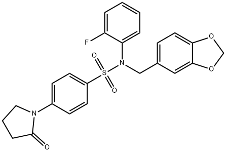 N-(1,3-benzodioxol-5-ylmethyl)-N-(2-fluorophenyl)-4-(2-oxopyrrolidin-1-yl)benzenesulfonamide Structure