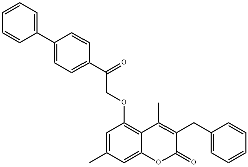 3-benzyl-4,7-dimethyl-5-[2-oxo-2-(4-phenylphenyl)ethoxy]chromen-2-one Structure