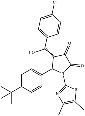 (4E)-5-(4-tert-butylphenyl)-4-[(4-chlorophenyl)-hydroxymethylidene]-1-(4,5-dimethyl-1,3-thiazol-2-yl)pyrrolidine-2,3-dione Structure