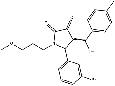 (4E)-5-(3-bromophenyl)-4-[hydroxy-(4-methylphenyl)methylidene]-1-(3-methoxypropyl)pyrrolidine-2,3-dione 化学構造式