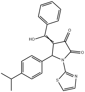 (4E)-4-[hydroxy(phenyl)methylidene]-5-(4-propan-2-ylphenyl)-1-(1,3-thiazol-2-yl)pyrrolidine-2,3-dione|