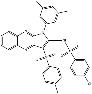 4-chloro-N-[1-(3,5-dimethylphenyl)-3-(4-methylphenyl)sulfonylpyrrolo[3,2-b]quinoxalin-2-yl]benzenesulfonamide Structure