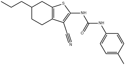 1-(3-cyano-6-propyl-4,5,6,7-tetrahydro-1-benzothiophen-2-yl)-3-(4-methylphenyl)urea 化学構造式